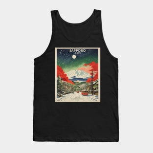 Sapporo Japan Starry Night Vintage Poster Tourism Tank Top